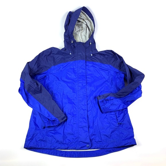 LL Bean Tek Trail Rain Jacket Misses Md Blue Hooded Full Zip Waterproof Windbrkr - Picture 4 of 16